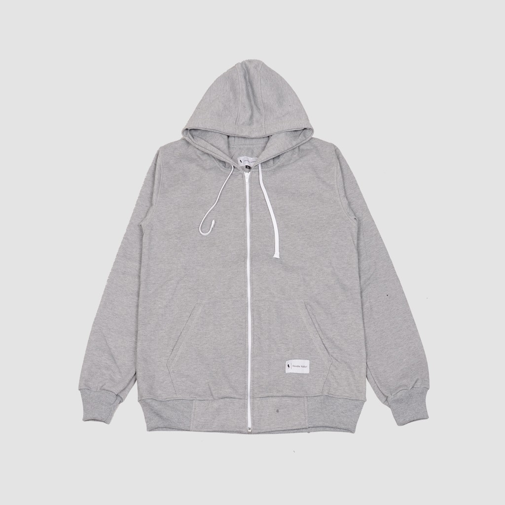 	 Hoodie Addict - Zipper Hoodie Dewasa Polos ABU MUDA Pria Wanita Premium Original Tebal	