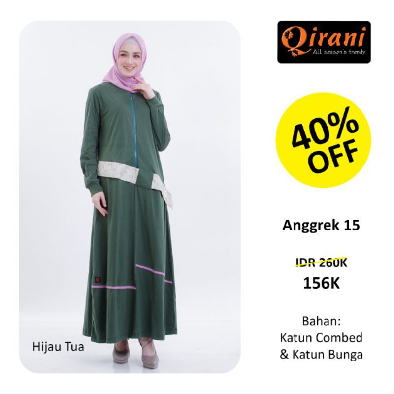 #OBRAL Qirani Anggrek 15 Ungu, Anggrek 15 Hijau, Gamis Dewasa Murah