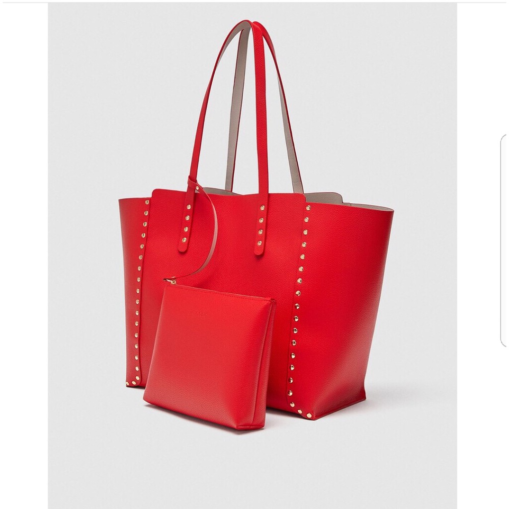 zara studded reversible shopper bag