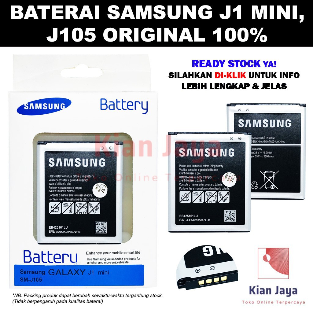 [Garansi 100% Ori] Baterai Samsung Galaxy J1 Mini / J105 / S3 Mini / i8160 Batre Battery Hp Original