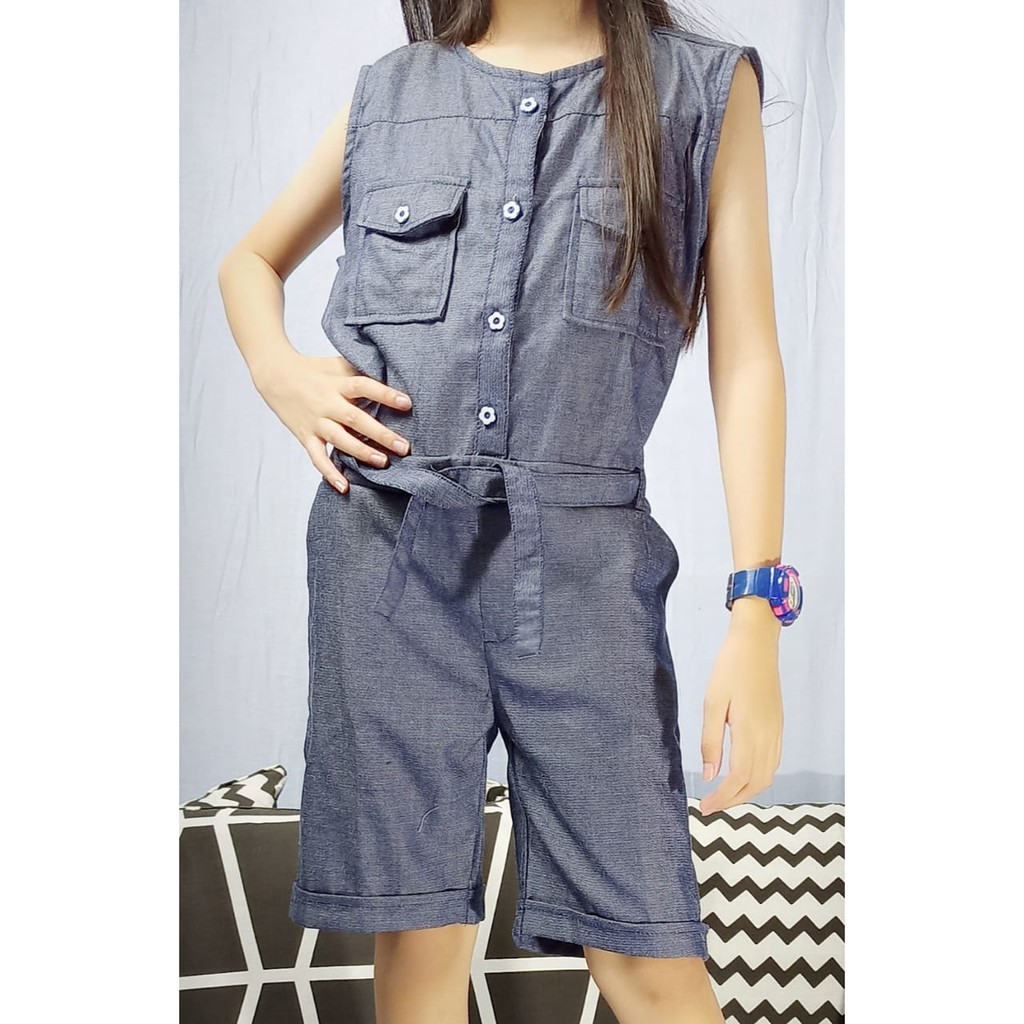 KALILA - JESSLYN Jumpsuit Baju Anak Perempuan / Bahan Denim Chambray Cotton