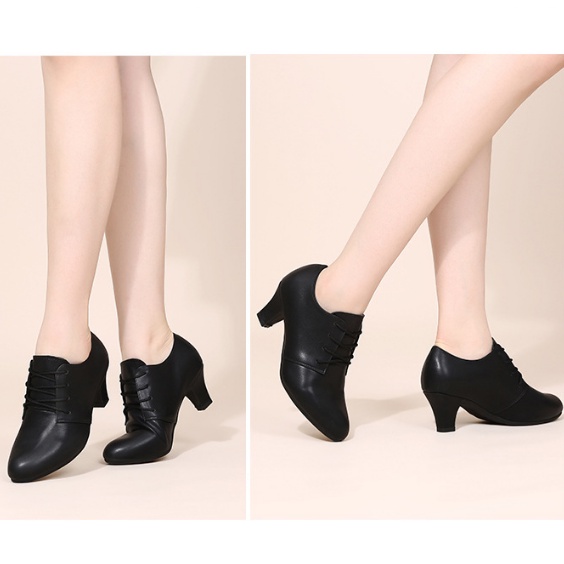 Hils wanita 5cm Sepatu dansa wanita Sepatu dansa latin Sepatu dansa tumit tengah Hak tinggi sol lembut sepatu dansa modern UK 36-41 sepatu line dance wanita