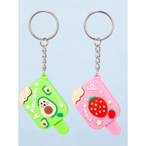 GANTUNGAN KUNCI ES KRIM / Ganci Karakter Ice Cream Buah Unik Lucu / Gantungan Tas / Bag Charm / Souvenir Murah / Keychain / COD