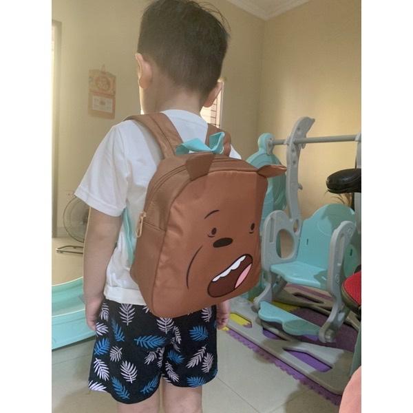 COD Denpasar MINISO Tas We Bare Bears Backpack Ice Bear Panda Grizzly Tas Anak Ransel Anak
