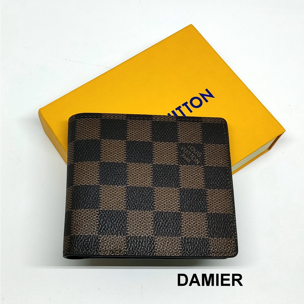 DOMPET PRIA LV IMPORT MODEL TIDUR KULIT SINTETIS-DAMIER COKELAT