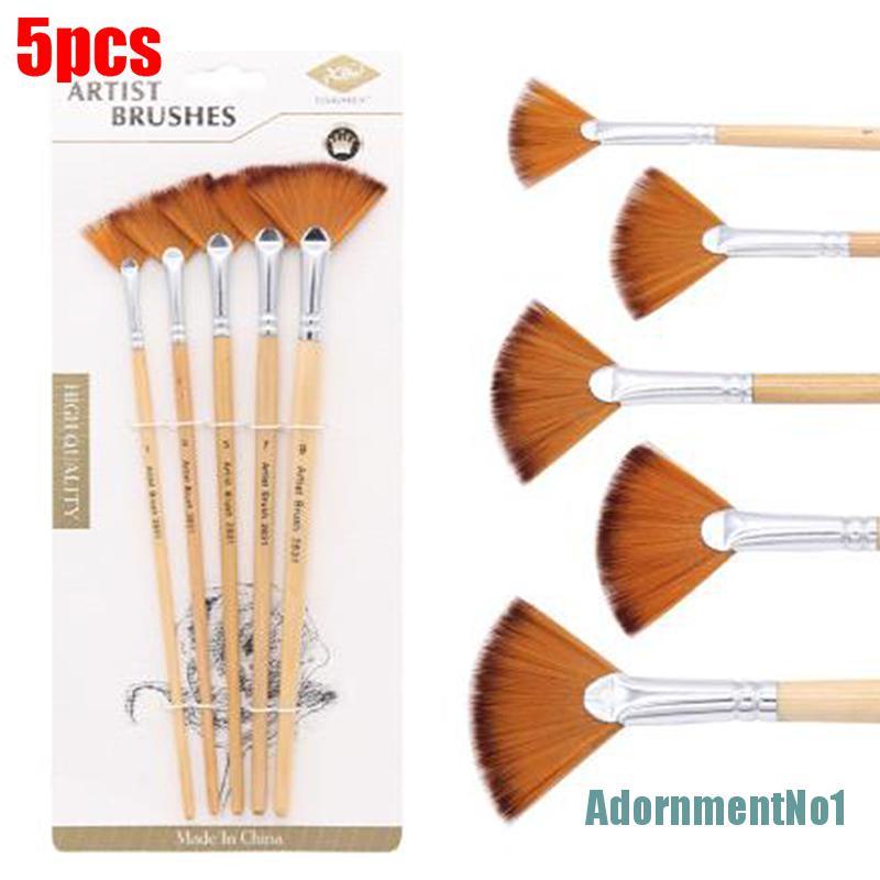 (AdornmentNo1) 5pcs Kuas Lukis Bentuk Kipas Bahan Nilon