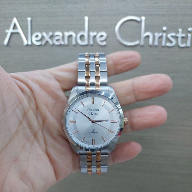 ALEXANDRE CHRISTIE AC8595 AC 8595 SILVER KOMBINASI JAM TANGAN PRIA ORIGINAL