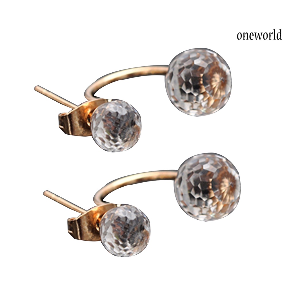 OW@ Earrings Double Balls Design Lightweight Piercing Easily Match Dangle Earrings for Party