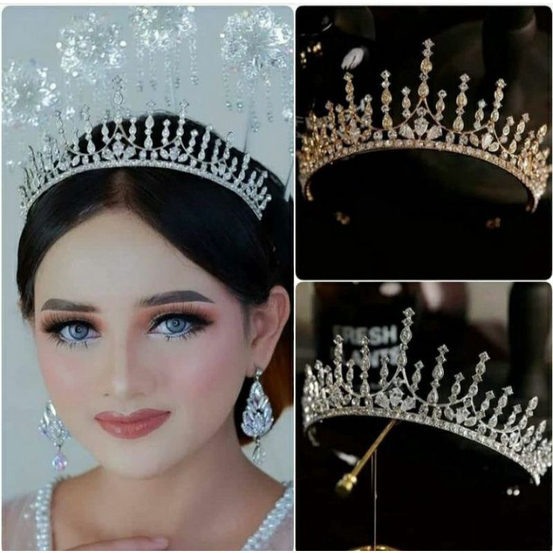 Mahkota aurel crown zircon pengantin bridal silver