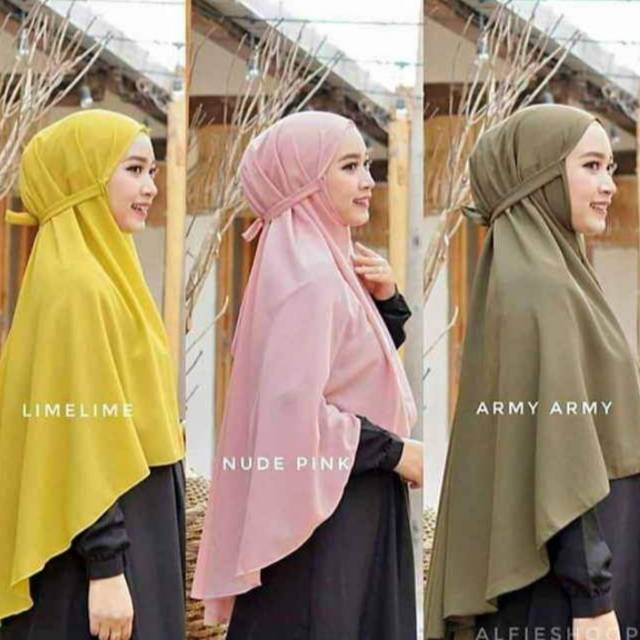 Free masker kain Bergo maryam xl/Khimar nonpet tali