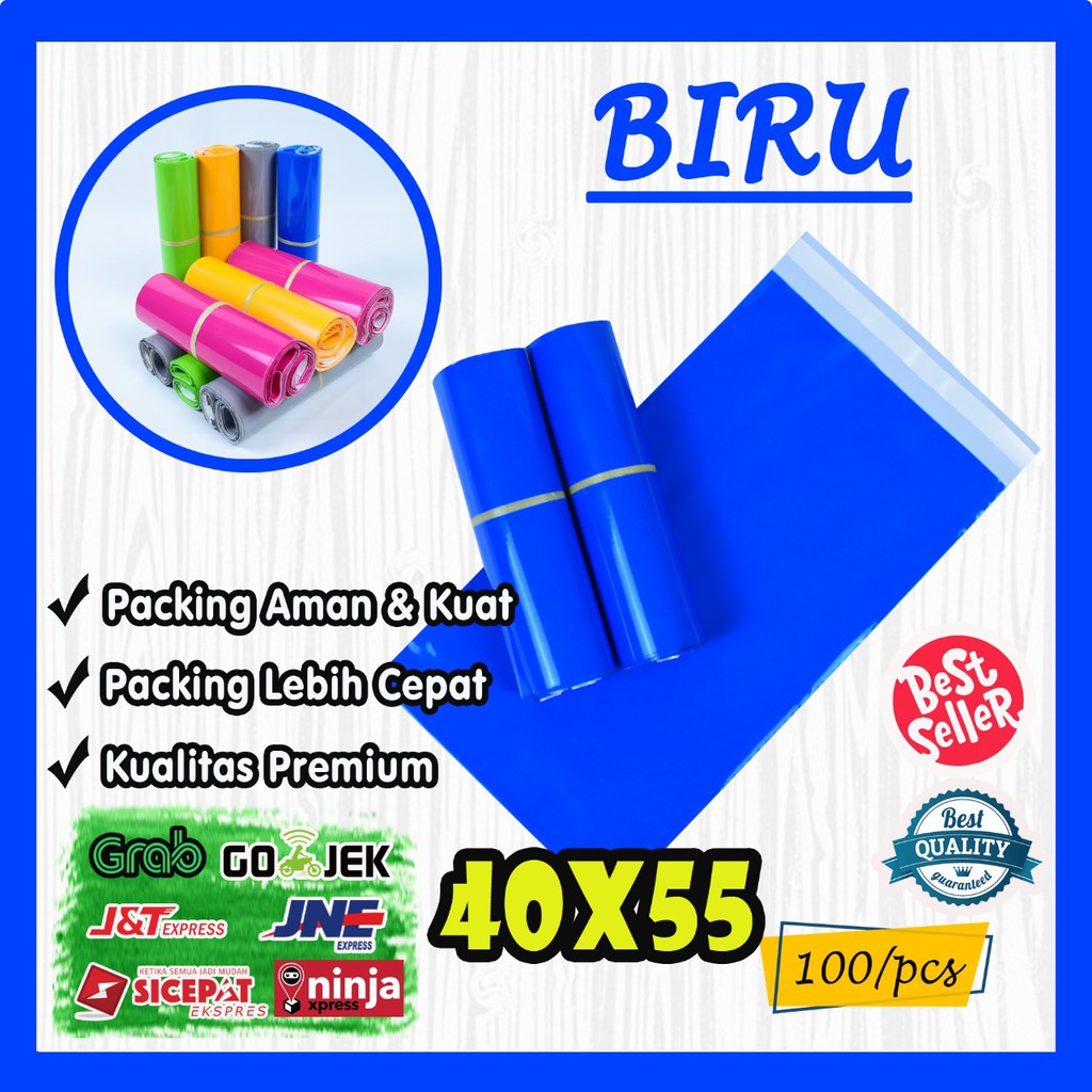 

RB Polymailer kantong kemasan amplop plastik 40X55 WARNA PREMIUM @100 PCS - 60MIC GLOSSY mewah