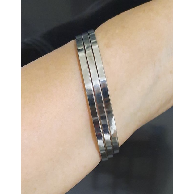 Gelang Tangan Baja Putih Anti Karat/untuk wanita/harga yg tertulis untuk 1 pc gelang