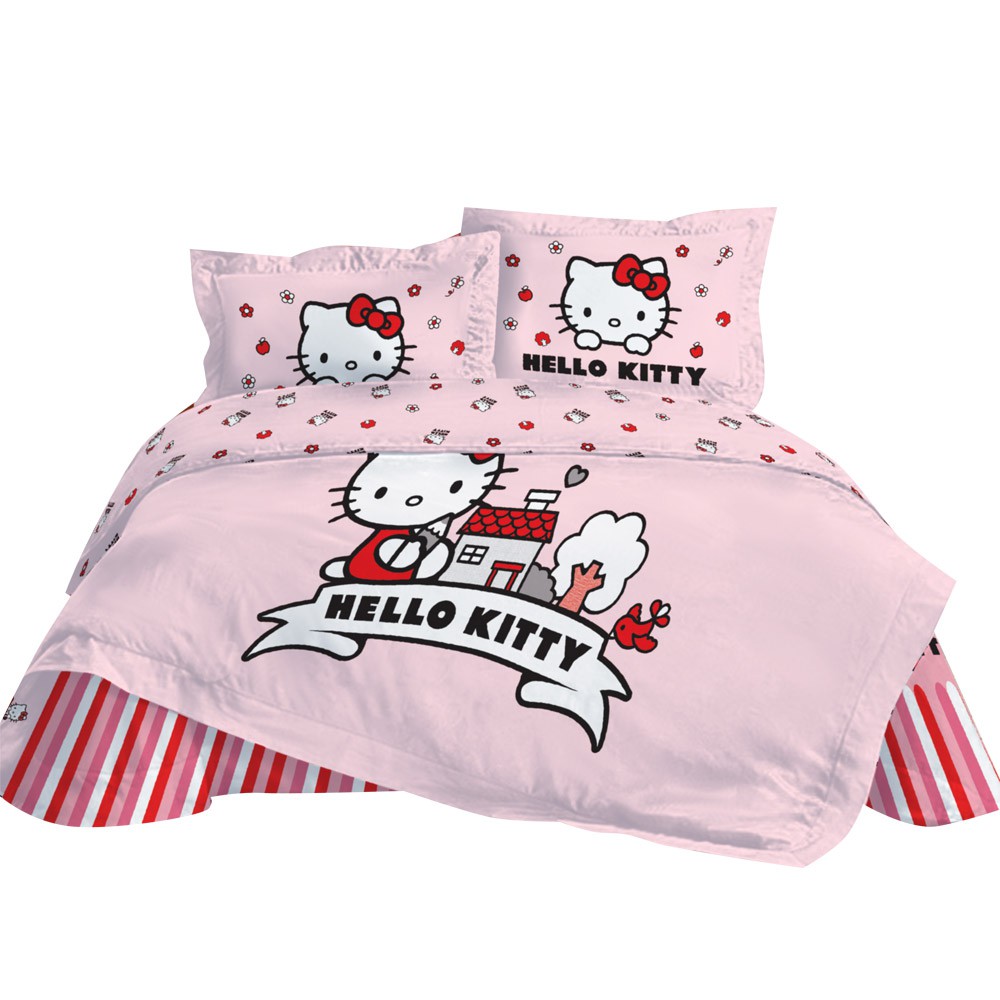 Bed Cover Hello Kitty Single Motif Apple Katun