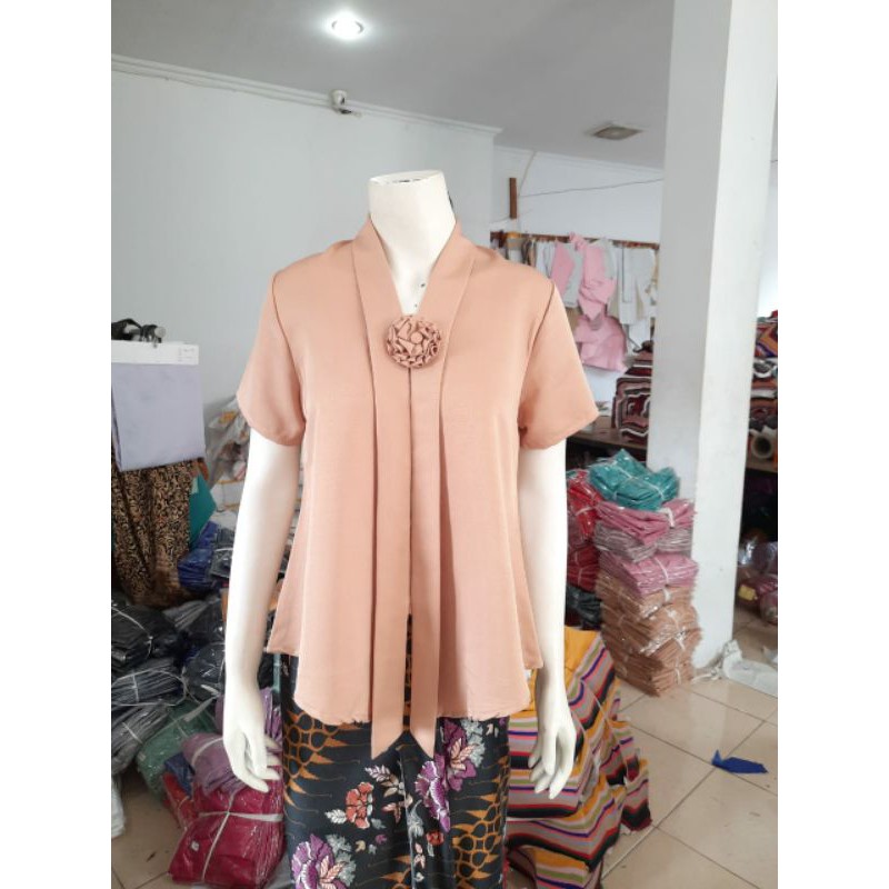 (Pd92/100) Kebaya Floy kutubaru kartini encim PENDEK BALOTELI busui KeroncongBusana (PDK)-Coklat Susu