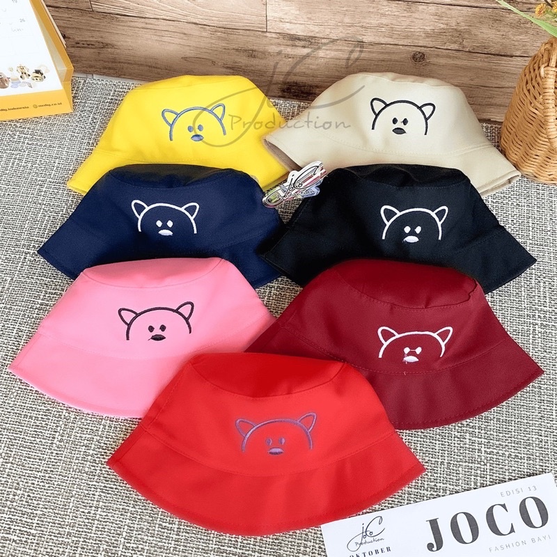 Topi anak Bucket Bordir BEAR / Bucket anak Laki laki perempuan