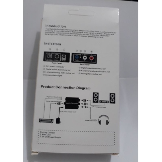 Digital to Analog Audio Converter Toslink Optical Coaxial to RCA untuk LED TV  Bluray