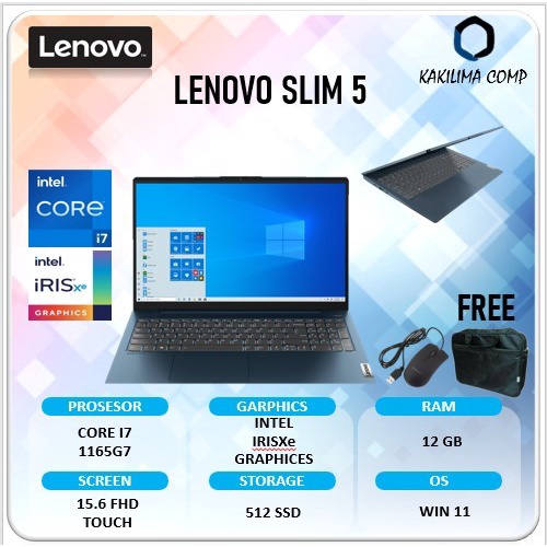 Laptop LENOVO ideapad slim 5 15 touch screen i7 1165G7 RAM 20GB 512SSD