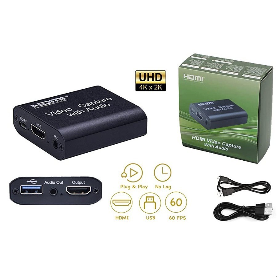 Hdtv video capture usb 3.0 with loop 4k 2k 1080p live streaming gaming amcap obs vlc etc