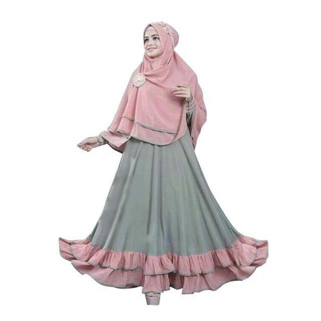 HOPYLOVY - Gamis Wanita Bella Syari 2tones