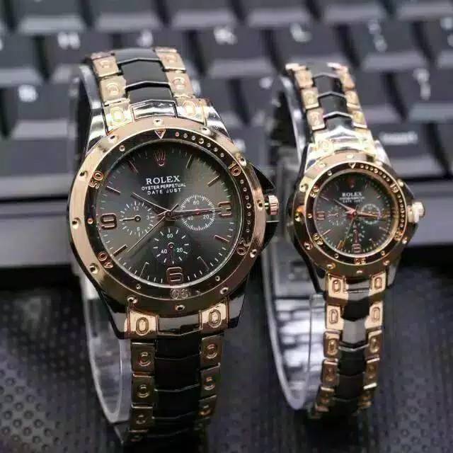 Terima Cod)Jam Tangan Couple Rolex Fashion Strap Rantai)1pasang aku