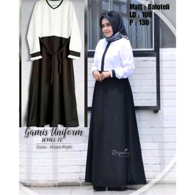 Gamis Murah Baloteli UNIFORM (PUTIH HITAM) Kudus
