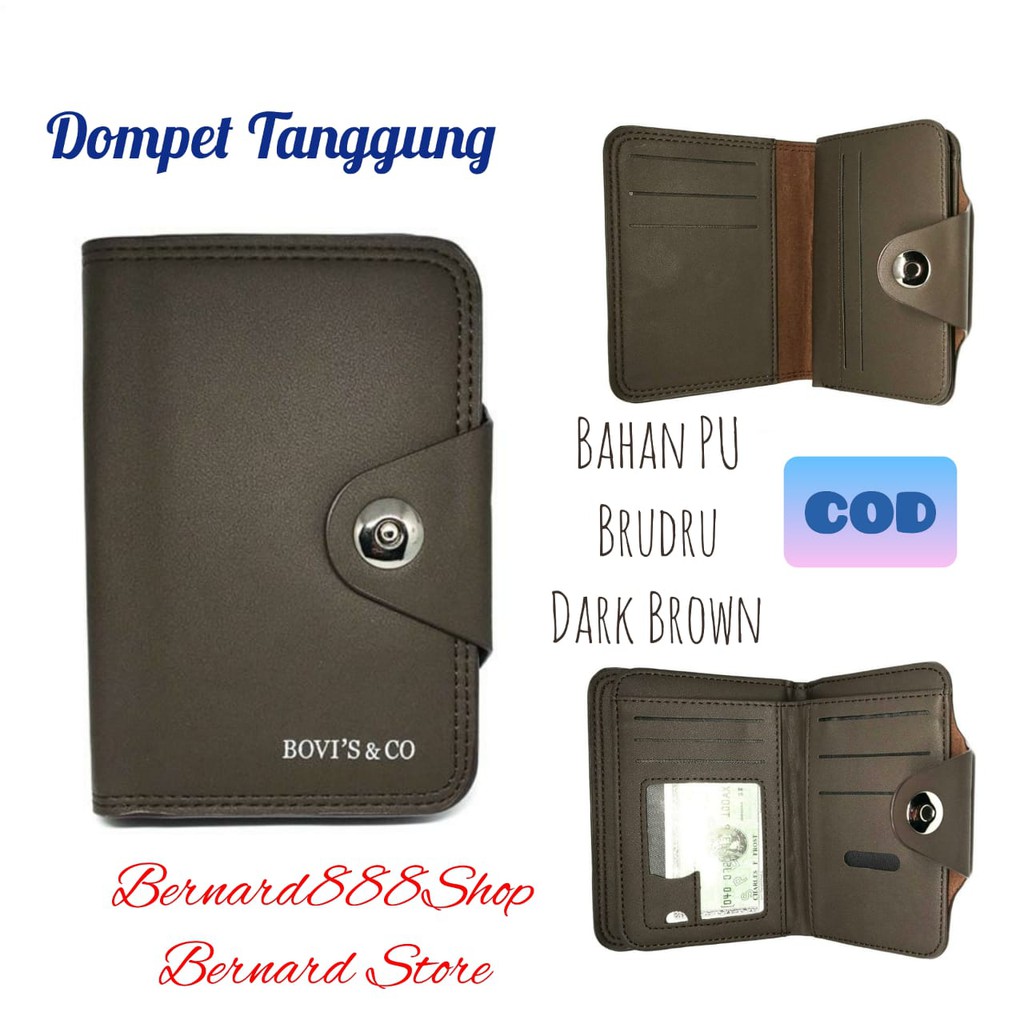 Dompet Pria Dompet Laki2 Dompet Tanggung Kancing Magnit Bahan PU Leather Brudu