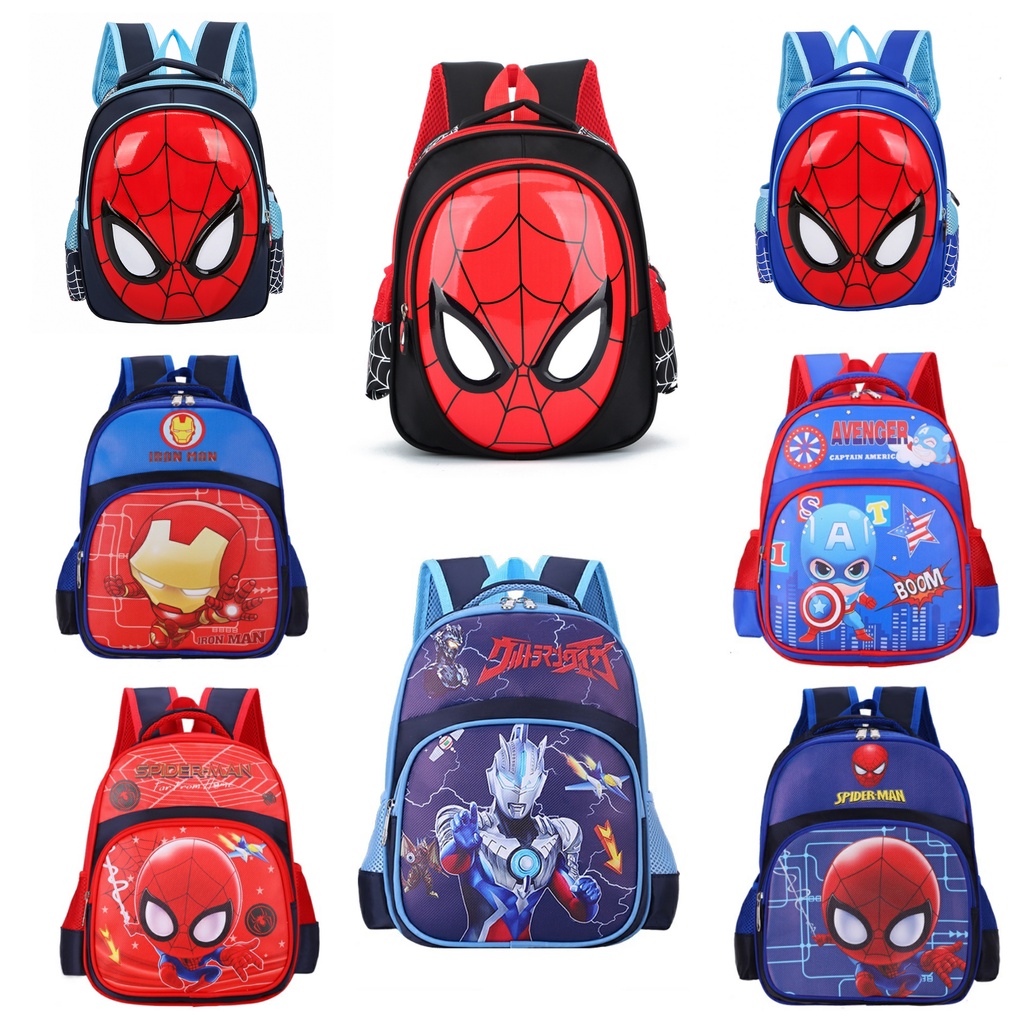 Tas IMPORT Ransel Anak laki-laki Paud Sekolah TK RA BA TPA Ransel Anak karakter  Ultraman Spiderman Captain america Tas TK anak Cowo pria laki