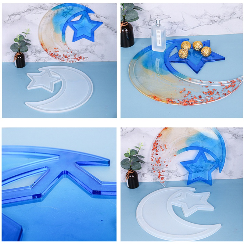 SIY  Ramadan Dessert Tray Epoxy Resin Mold Moon Star Ramadan Serving Plate Silicone Mould DIY Crafts Display Holder Mold