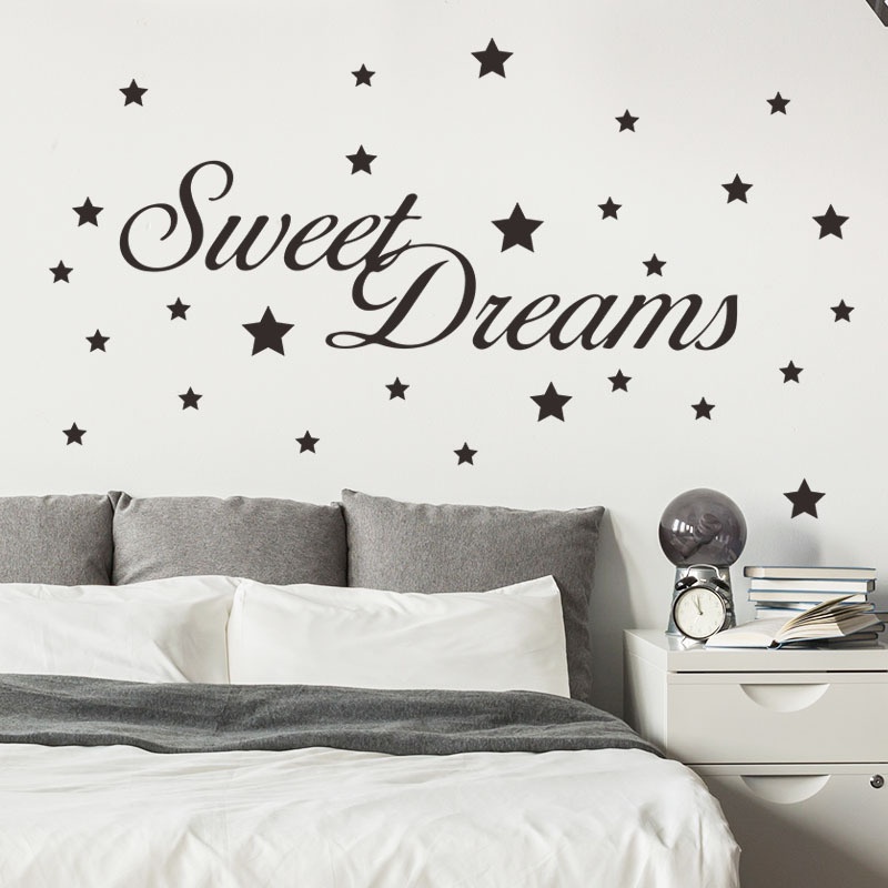 Stiker Dinding Desain Sweet Dreams Star on the Wall Untuk Dekorasi Kamar Tidur