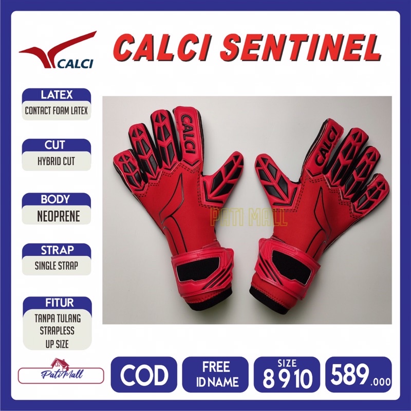 CALCI SENTINEL MERAH SARUNG TANGAN KIPER ORIGINAL