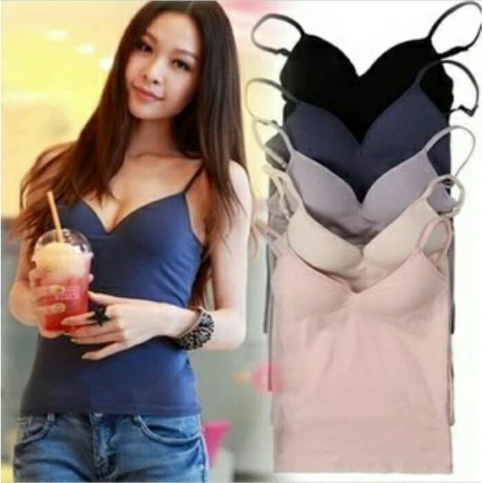 Tanktop Bra / Camisole Wanita / Tank Top Bra Pad / Kaos Dalam Wanita Ada Busa Melar