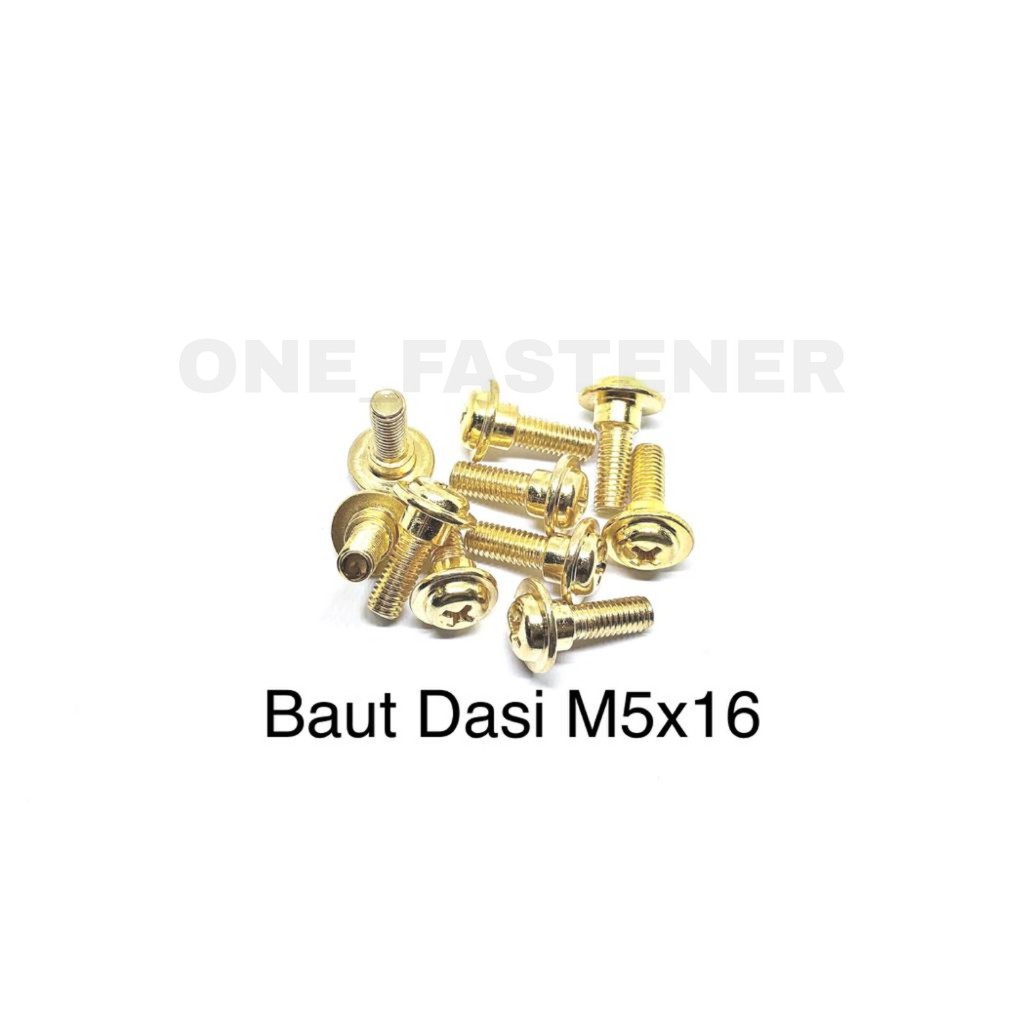 50 Pcs Gold Baut Dasi 5x16 emas baut Leksil M5x16 honda panjang 1.5cm