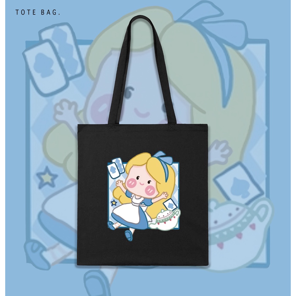 TOTE BAG WANITA / ALICE CUTE / TAS LES / TAS SANTAI / TAS KULIAH / BAHAN KANVAS / SOUVENIR