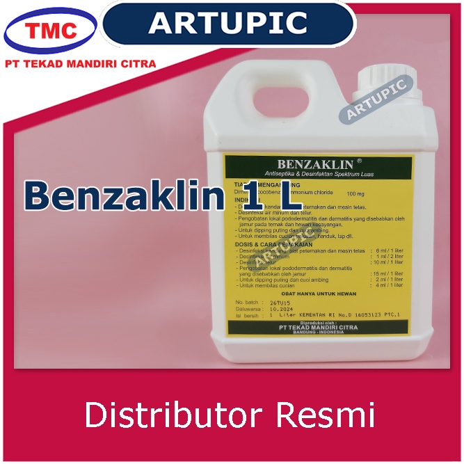 Benzaklin 1 Liter Desinfektan Antiseptik Sanitasi Desinfeksi Disinfektan Anti Virus Kuman Patogen Spektrum Luas