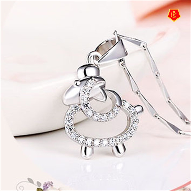 [Ready Stock]Women's Micro-Inlaid Diamond Zodiac Sheeependant Simple Fashion Niche