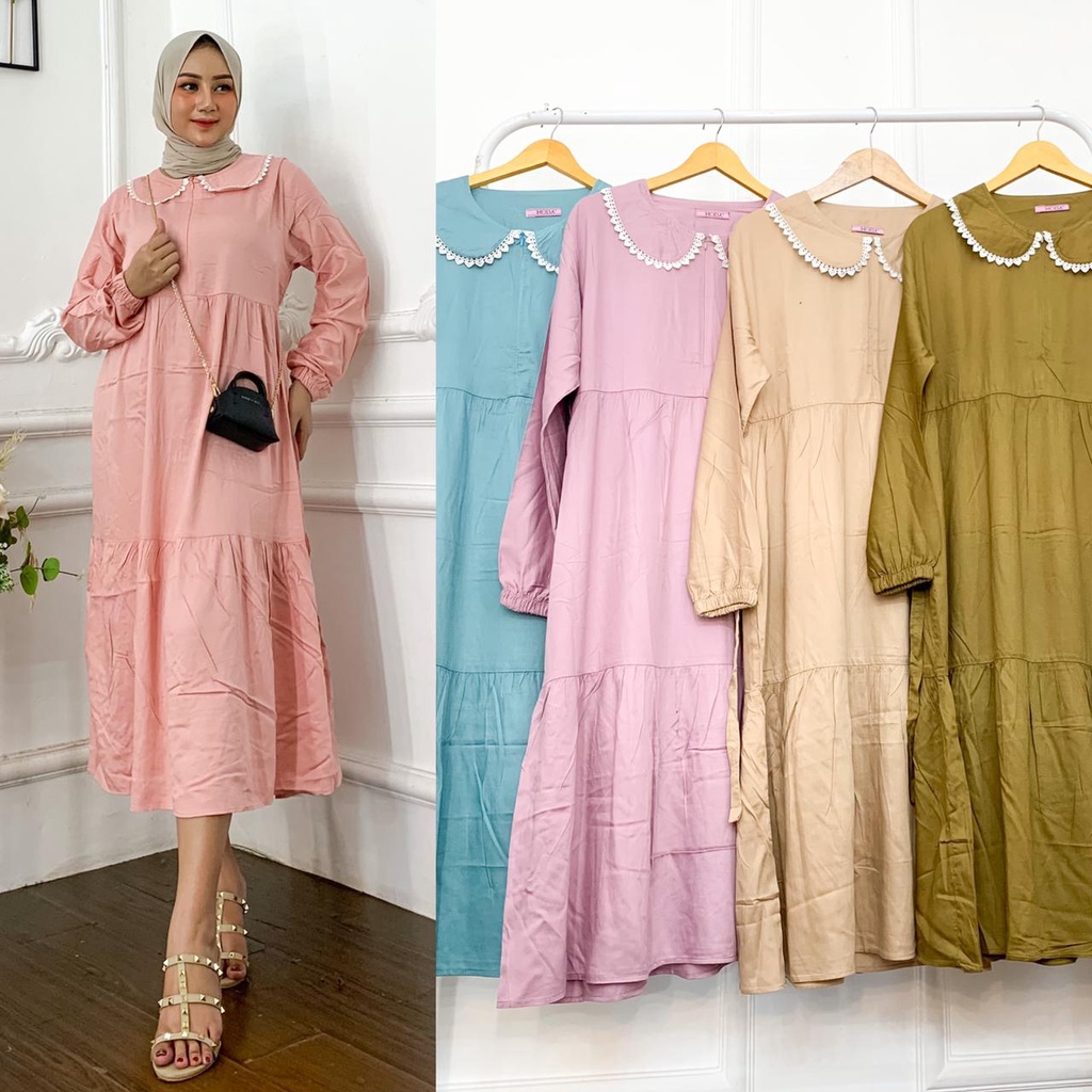 Jual Midi Dress Rayon Twill Polos Ld Cm Shopee Indonesia