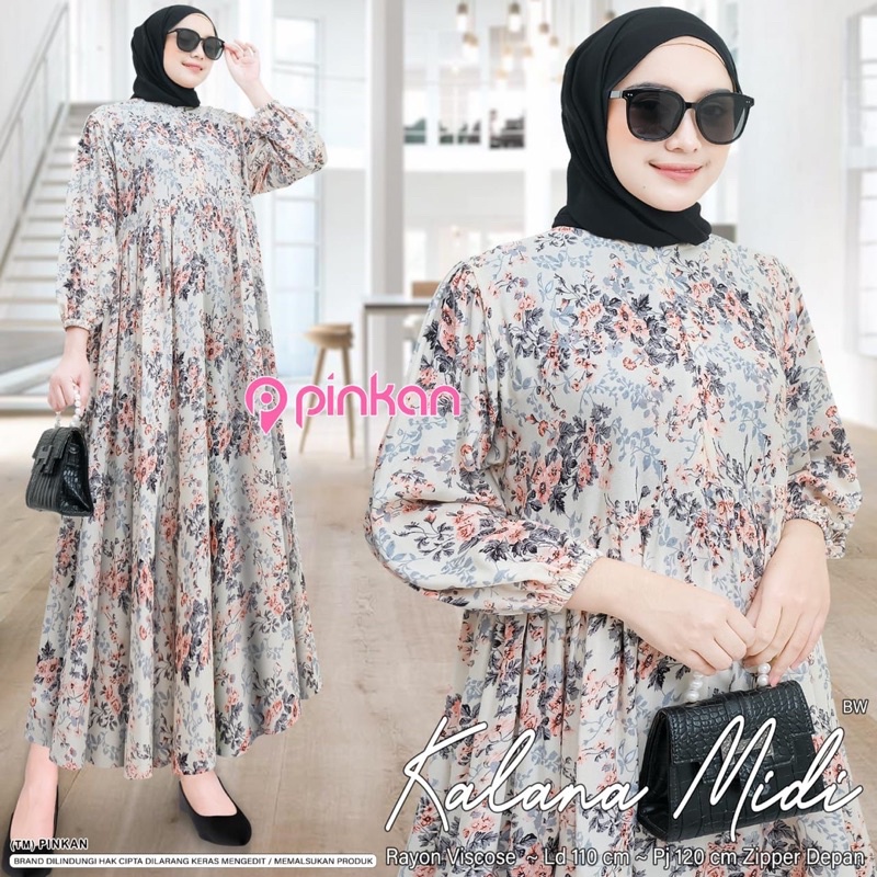 Midi Dress Rayon premium Ori by Pinkan