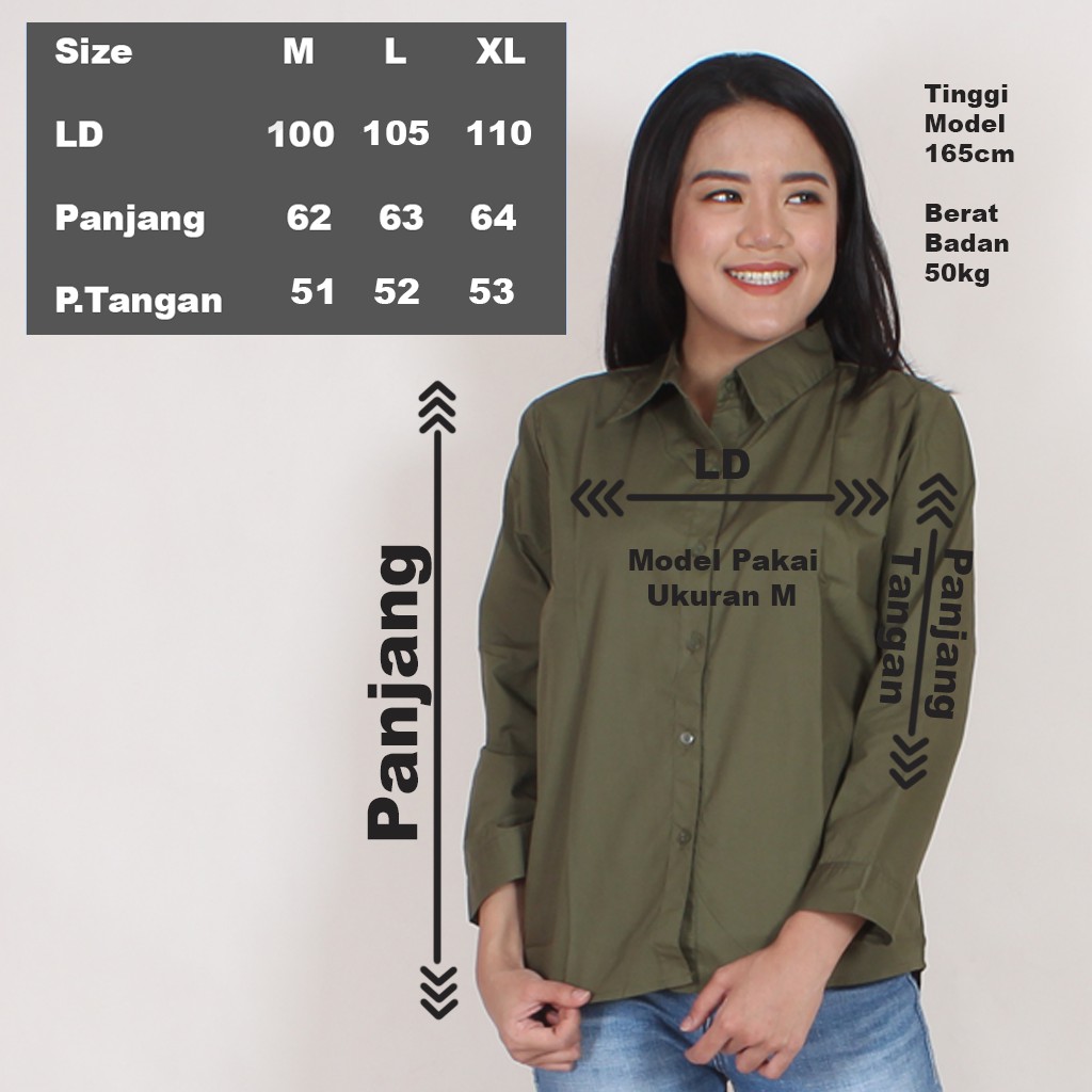 KEMEJA WANITA KATUN POLOS,SALUR,KOTAK