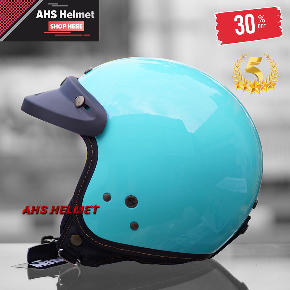 ( TERMURAH ) Helm Bogo NJS Bogo Retro Njs NR 80 Free Pet topi helm njs bogo helm retro dewasa njs-jet green