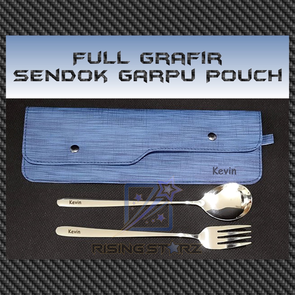 full grafir sendok set garpu korea pouch custom nama
