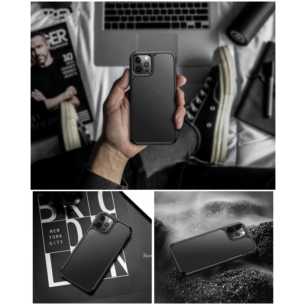 Soft Case Pelindung Bahan Carbon Fiber Transparan Untuk Iphone 11 12 Pro Max X Xs Max Xr 7 8 Plus Se 2020 12 Minicase