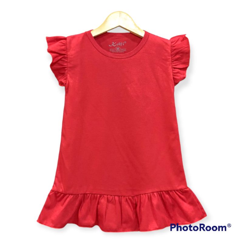 Daster Anak Ruffle Polos Size 1-2Tahun || Daster Harian Balita