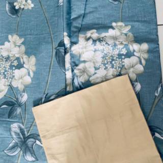 READY STOCK Seprai sprei  katun Jepang Bunga  Biru Putih Uk 