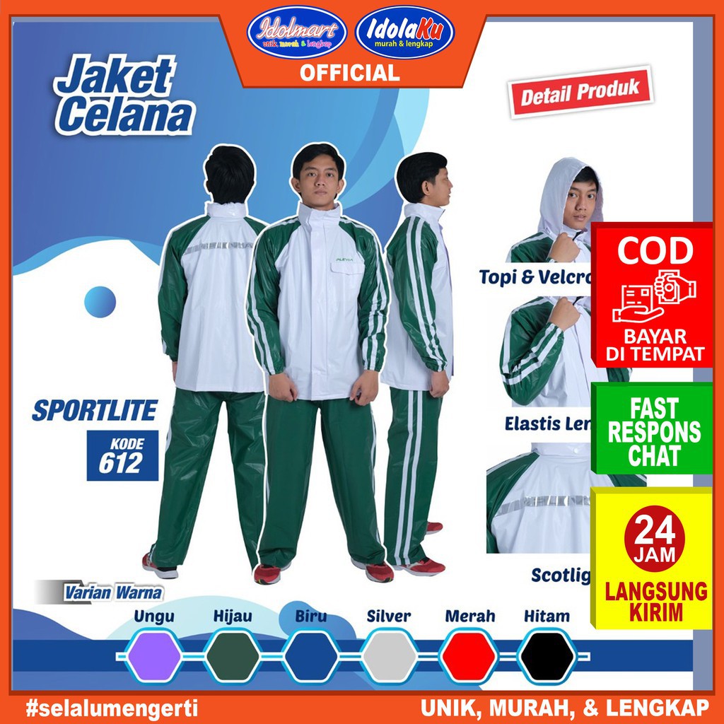 IDOLAKU Jas Hujan plevia Jaket Celana Sportlite 612 Unisex - Plevia semarang