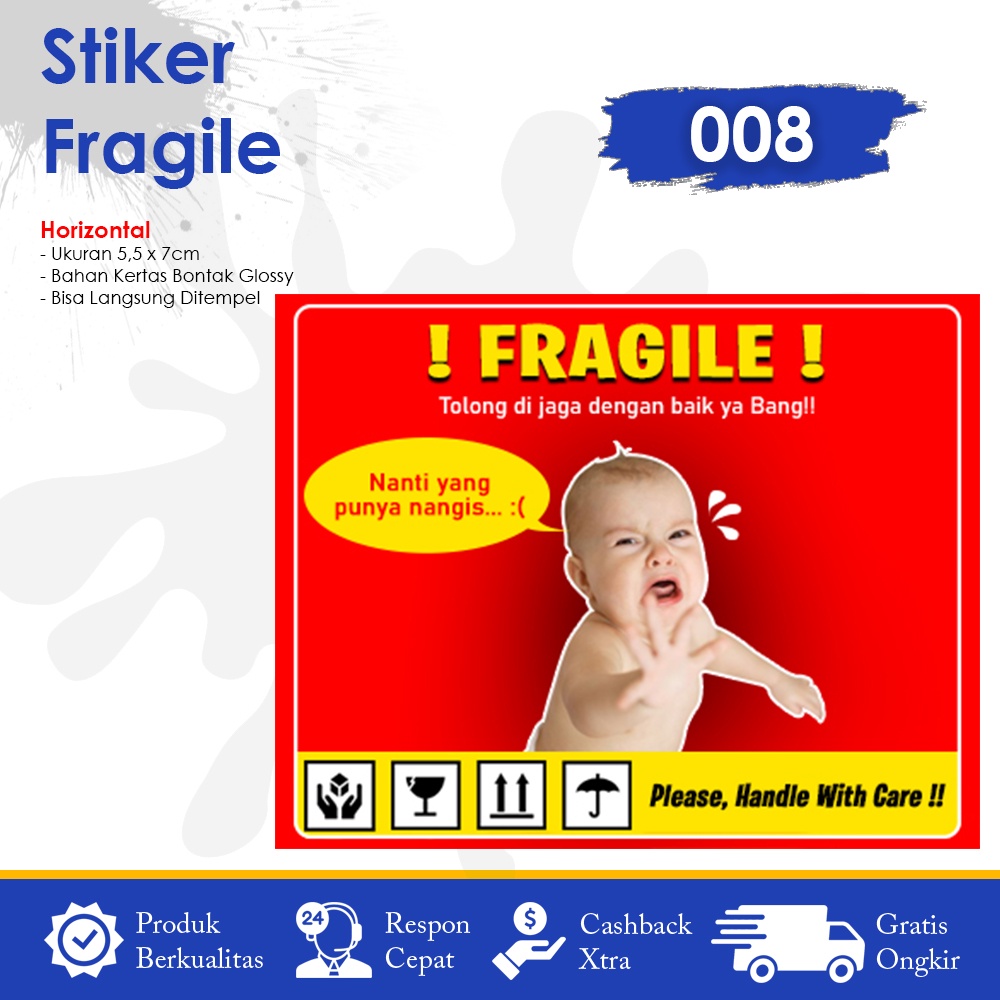 Stiker Fragile Stiker Pecah Belah Stiker Label Pengiriman Sticker Fragile Horizontal-8