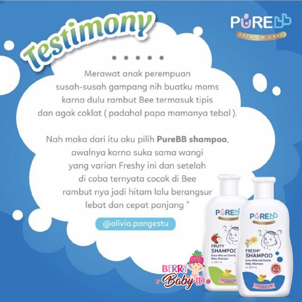 PureBB Baby Shampoo Shampo Bayi dan Anak Freshy &amp; Fruity Refill 450 ml Pure BB Pure Baby Berry Mart