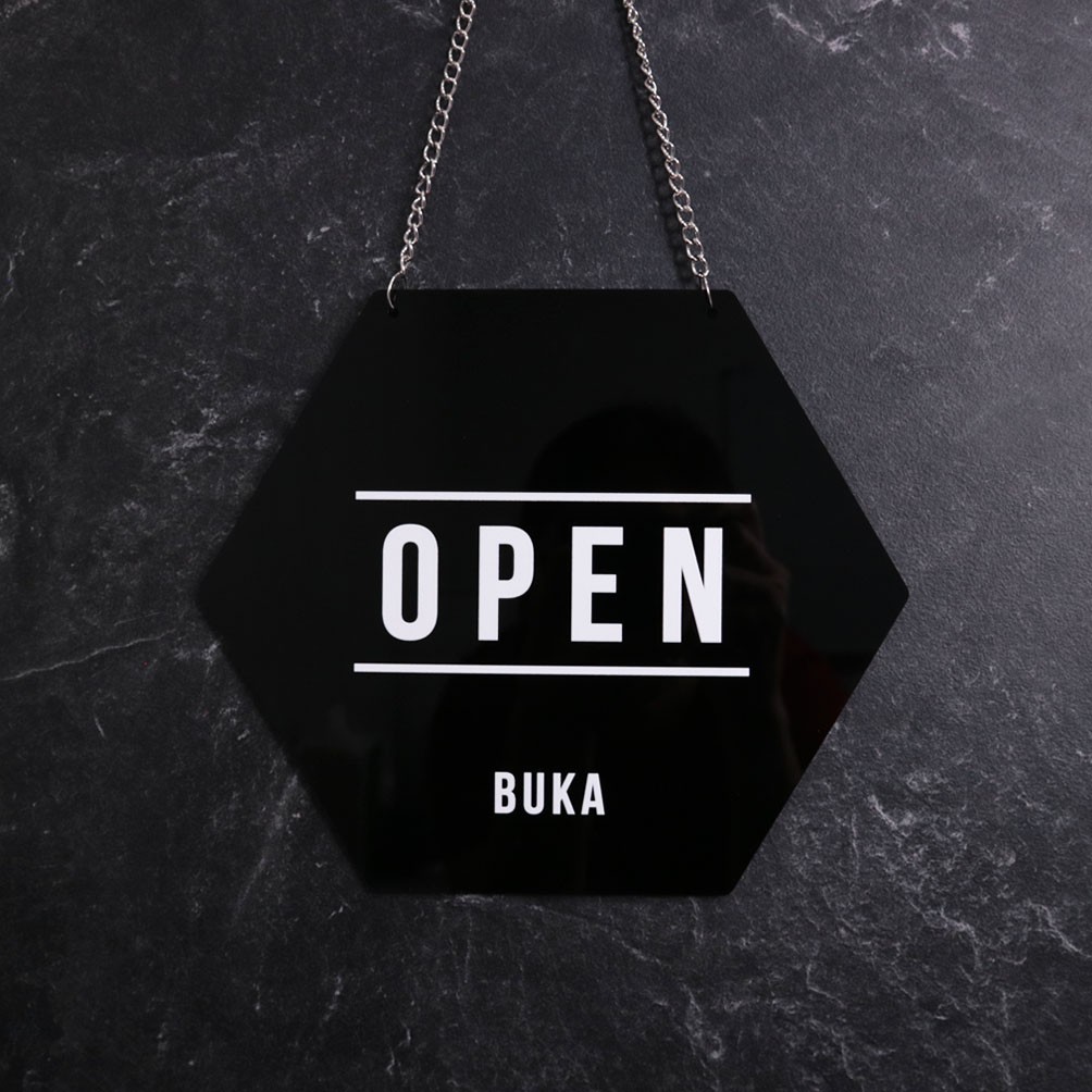 Open Closed | Akrilik Hexagonal | Sign Board