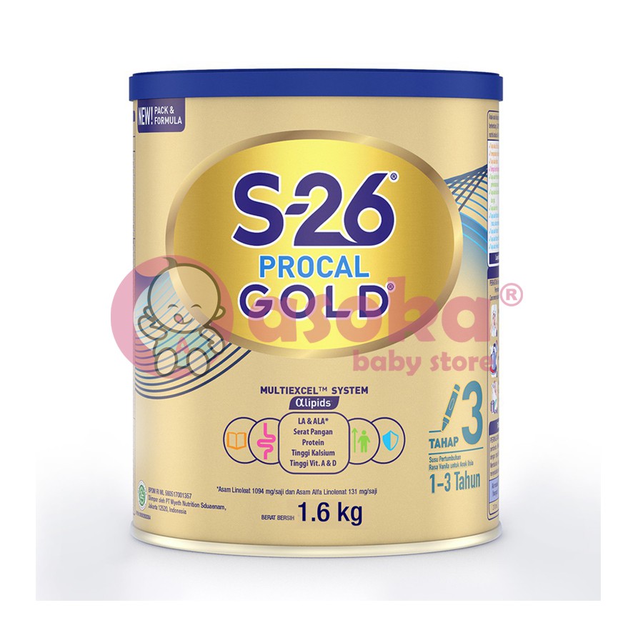 Susu S-26 Procal GOLD Vanila Tahap 3 1.6 kg ASOKA