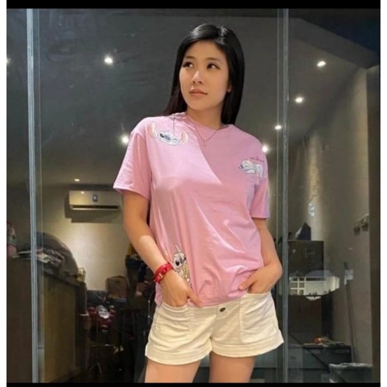 Tshrit full and Bear / kaos  x Disney clasic STITCH / Kaos wanita adem / Kaos wanita import