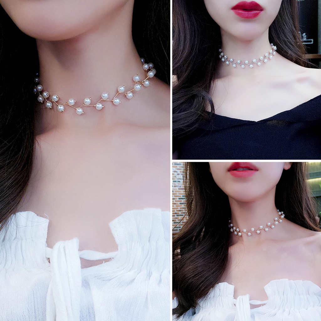 Hu Hu Hu Hu Hu Alat Bantu Pasang Kacamata♡ Kalung Choker Wanita Dengan Liontin Mutiara Imitasi Untuk Pesta Pernikahan